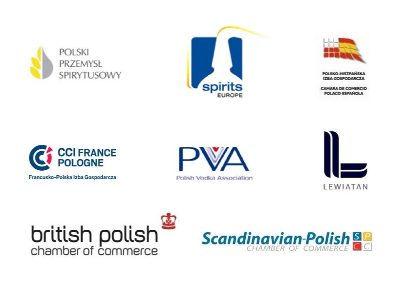 logo pertnerów: Polski Przemysł Spirytusowy, Spirits Europe, Polsko-Francuska Izba Gospodarcza, Polsko-Hiszpańska Izba Gospodarcza, Polish Vodka Association, Scandinavian-Polish Chamber of Commerce, Lewiatan, British-Polish Chamber of Commerce