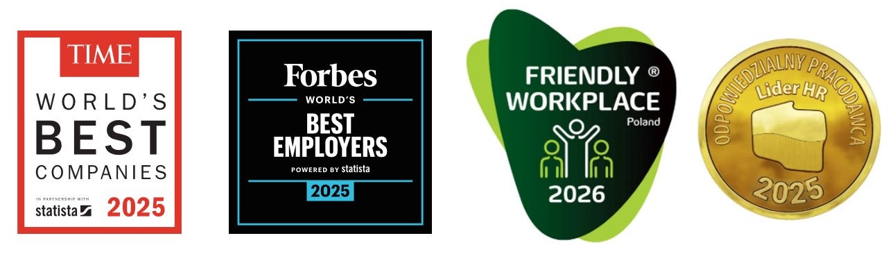logo TIME World's Best companies 2025, Forbes Worlds best employers 2025, firnedly worlplace poland 2026 i odpwoiedzialny pracodawca lider HR 2025