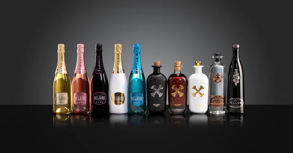 A row of nine bottles of Sovereign products