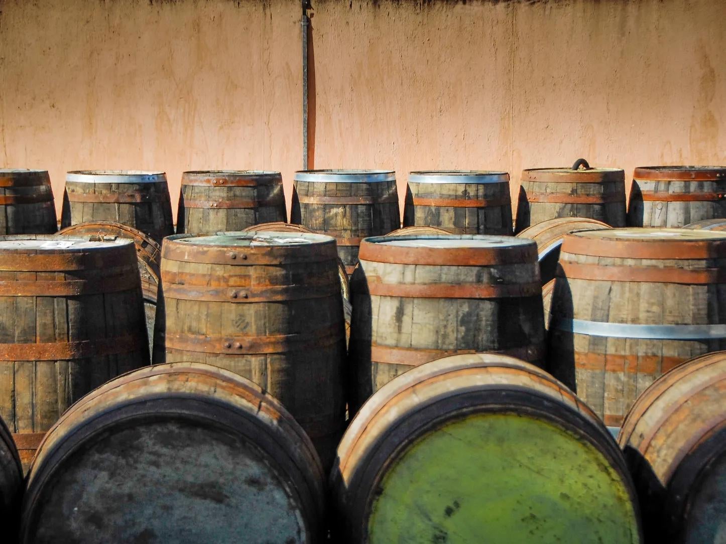 Barrels at the Havana Club factory.