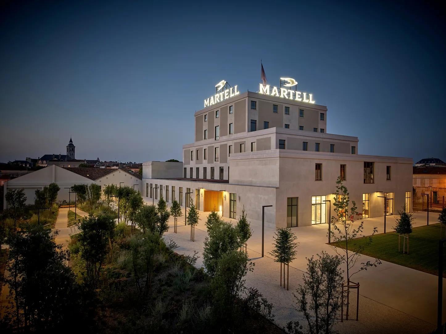 Martell Foundation in Cognac, France photographed at dusk.