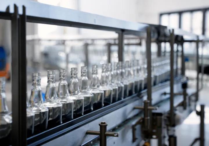bottles on the production line