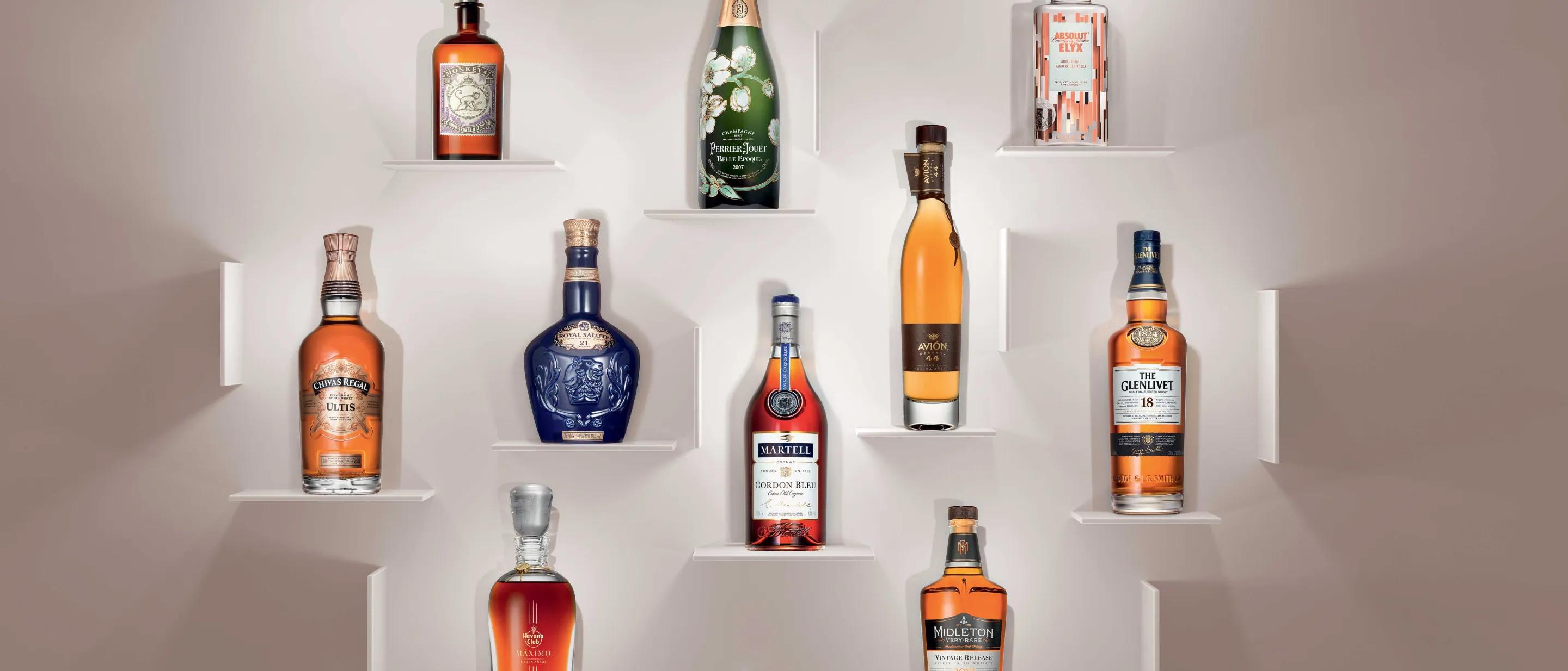 A selection of products from Pernod Ricard's brand portfolio.