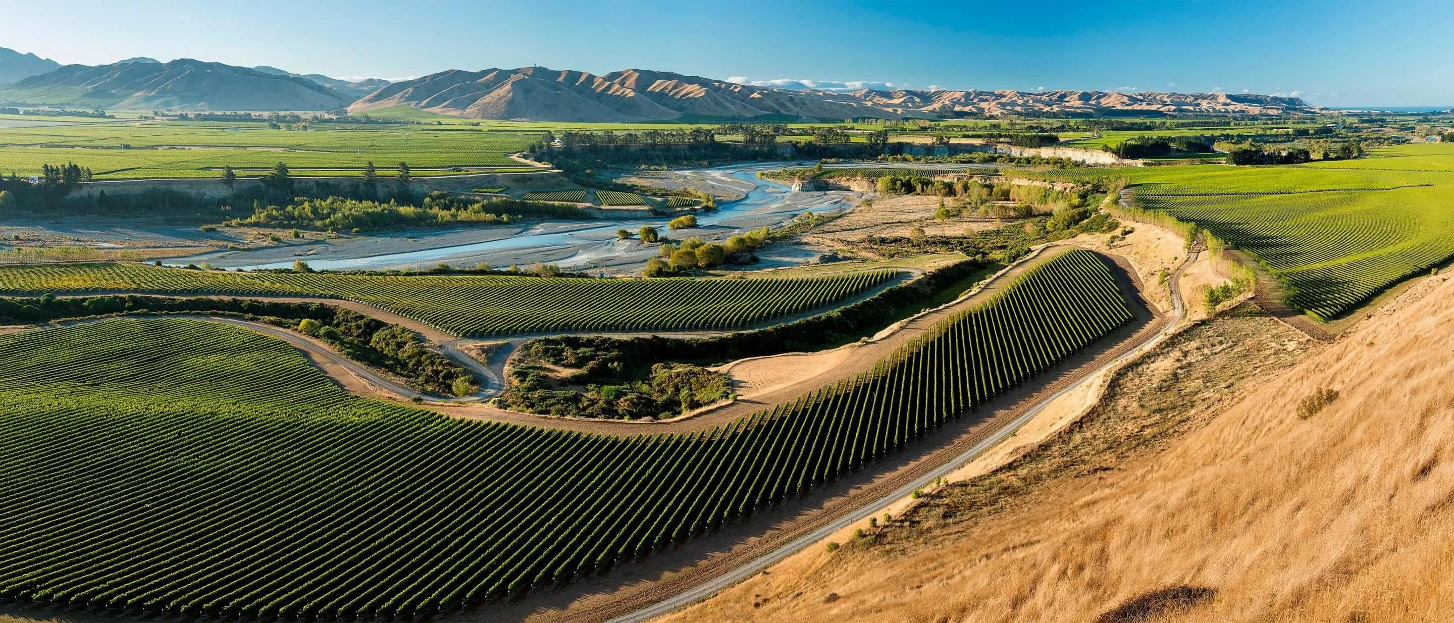 Awatere River and Triplebank vineyard in New Zealand.