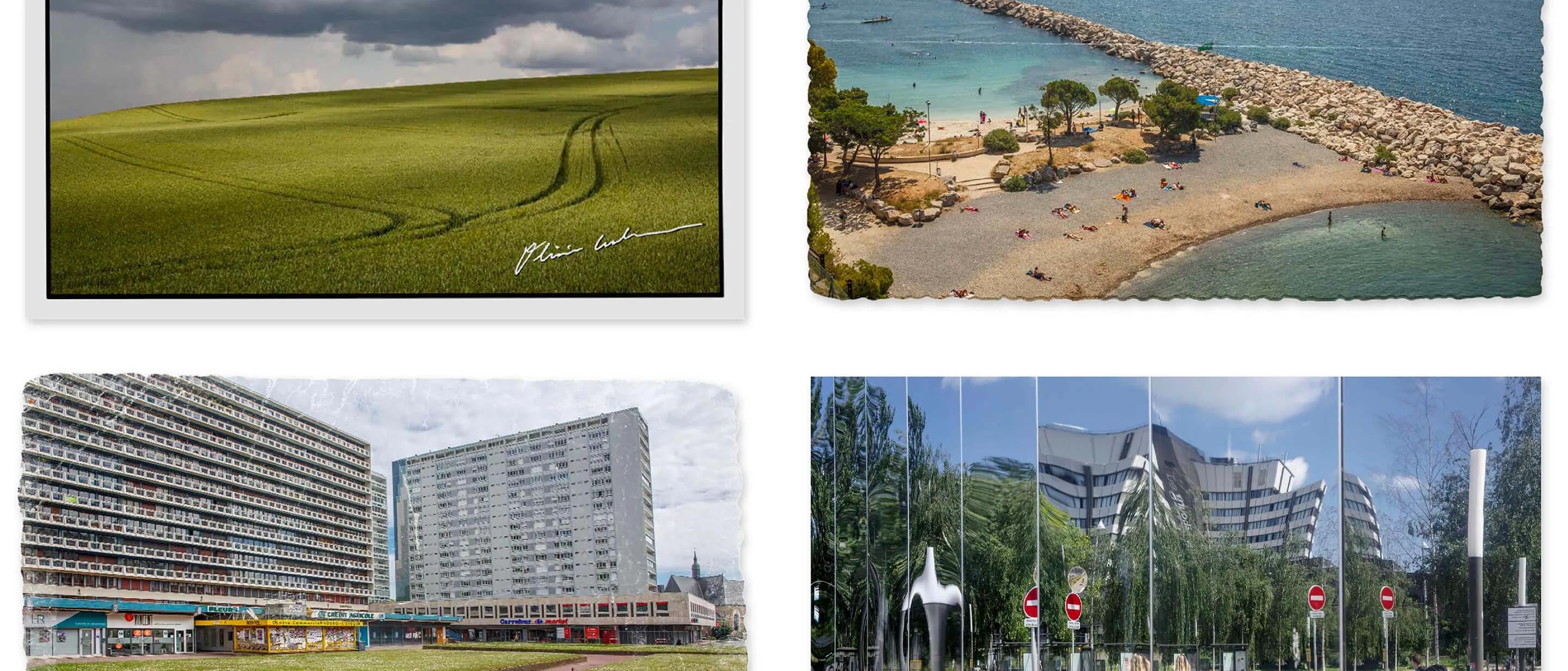 Four postcards of French city landscapes